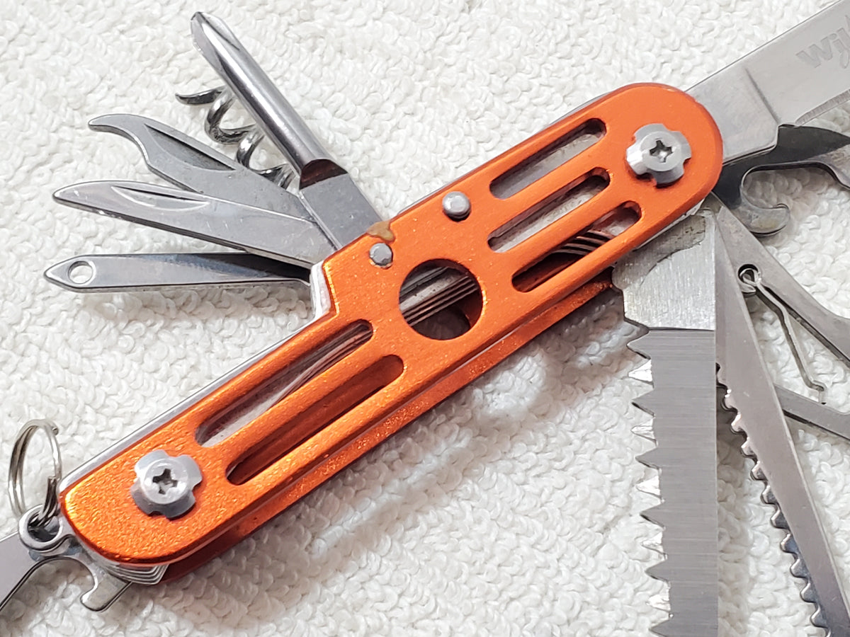 Wilcor Outdoors 15-in-1 Multi-Tool Pocket Knife Metallic Orange Stainless Steel