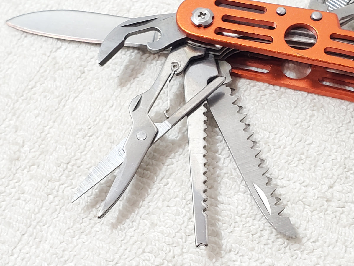 Wilcor Outdoors 15-in-1 Multi-Tool Pocket Knife Metallic Orange Stainless Steel