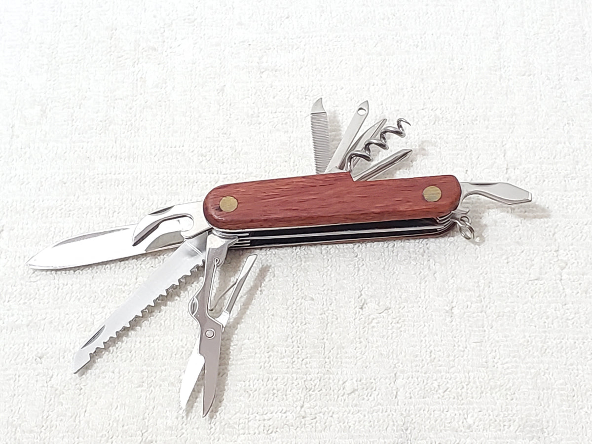 Vintage Duck Head Pocket Knife Multi-Tool Wooden Handle Scales Stainless Steel