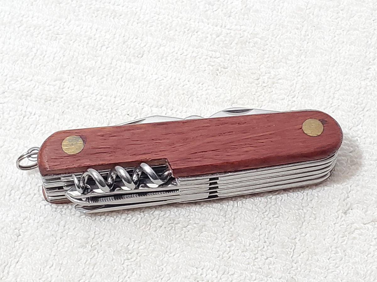 Vintage Duck Head Pocket Knife Multi-Tool Wooden Handle Scales Stainless Steel