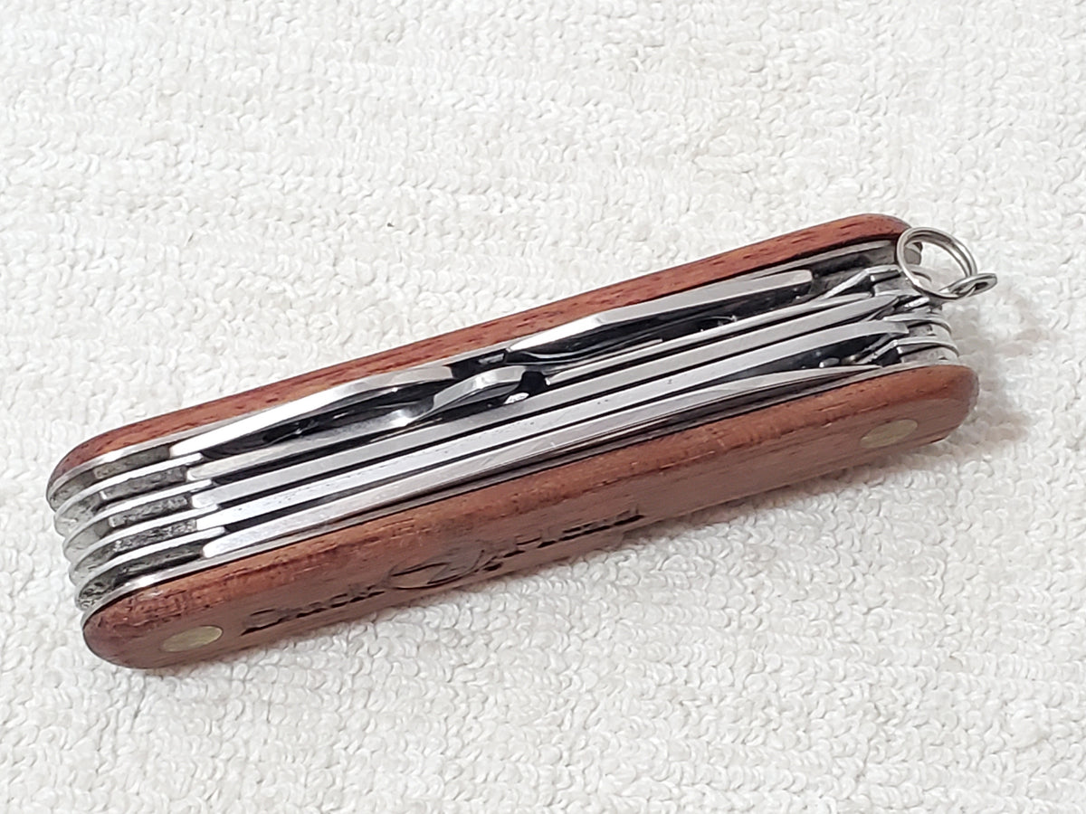 Vintage Duck Head Pocket Knife Multi-Tool Wooden Handle Scales Stainless Steel