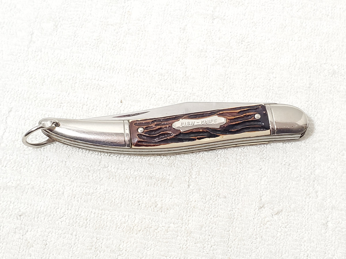 Vintage Colonial Folding Pocket Fishing Knife Texas Toothpick Style Made in USA