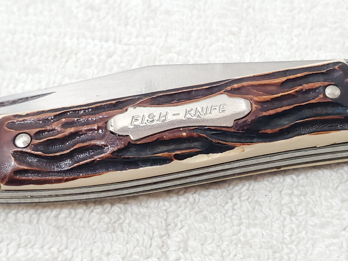 Vintage Colonial Folding Pocket Fishing Knife Texas Toothpick Style Made in USA
