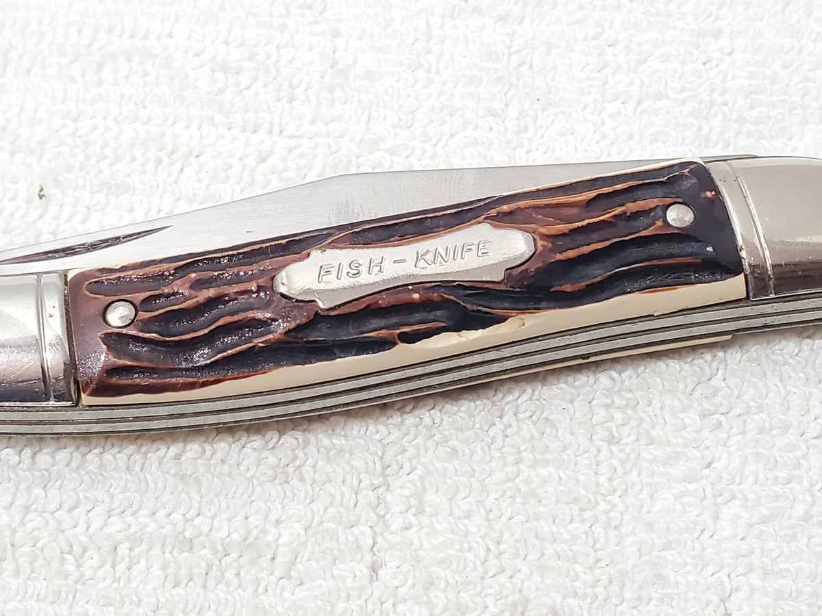 Vintage Colonial Folding Pocket Fishing Knife Texas Toothpick Style Made in USA