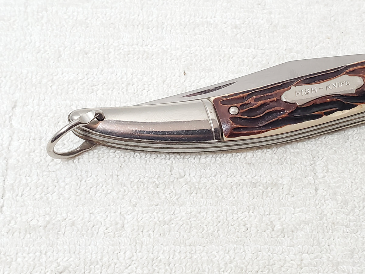 Vintage Colonial Folding Pocket Fishing Knife Texas Toothpick Style Made in USA
