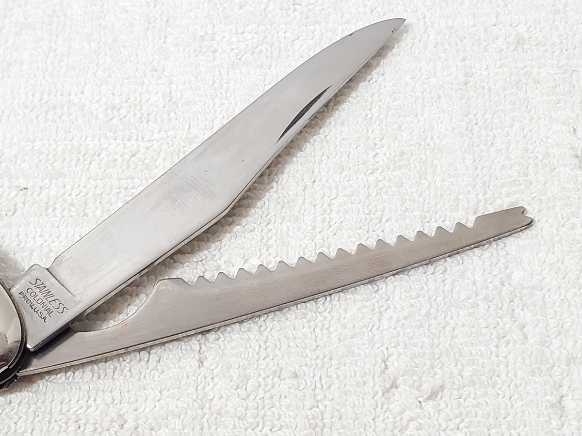 Vintage Colonial Folding Pocket Fishing Knife Texas Toothpick Style Made in USA