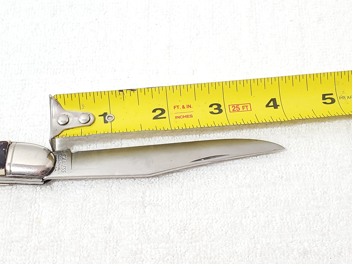 Vintage Colonial Folding Pocket Fishing Knife Texas Toothpick Style Made in USA