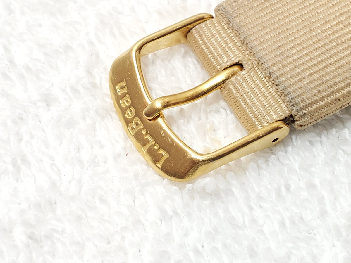 Vintage L.L. Bean Men's Quartz Date Watch White Dial Gold Tone WR 100M One Jewel