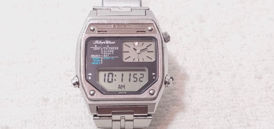 Vintage Seiko SilverWave Ana-Digi Watch Multifunction 1980's Alarm 2 Jewels