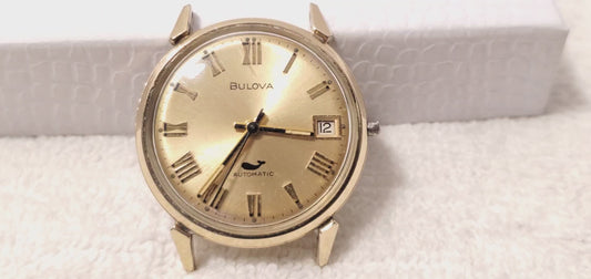 Vintage Bulova Swiss Automatic Men's Date Watch Seventeen Jewels 10K Gold Plated