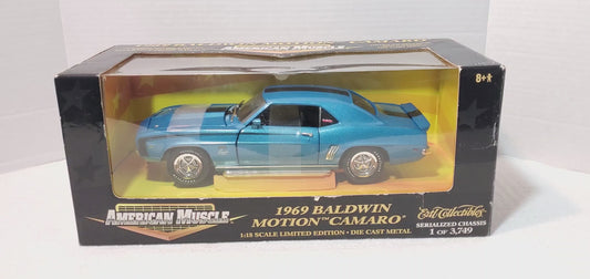 1:18 ERTL American Muscle 1969 Baldwin Motion Camaro Blue Metallic Vintage
