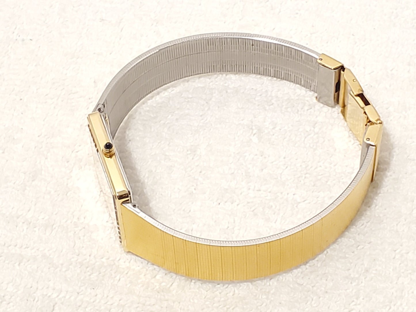 Vintage Seiko Men's One Diamond Dial Gold Plated Tank Watch Five Jewels S Steel